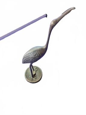 Vintage Brass Crane Bird Figurine Statue